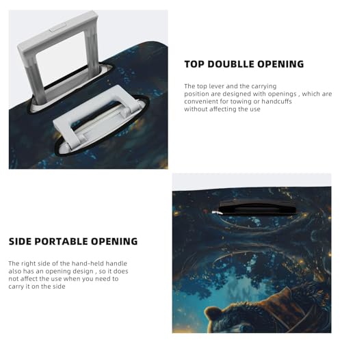 VOSERY Travel Luggage Cover - Art Starry Sky Meditating Bear Washable Suitcase Covers Protector Fits 18-32 Inch Luggage3