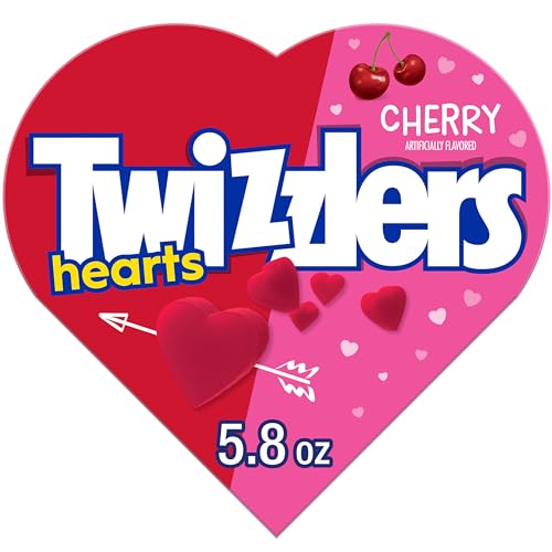 TWIZZLERS Cherry Flavored Hearts Chewy, Valentine's Candy Gift Box, 5.8 oz