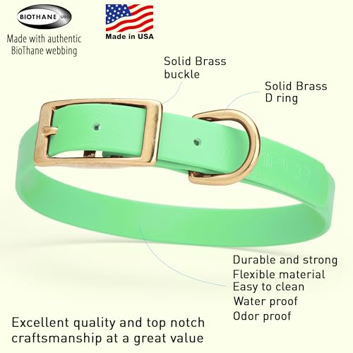 Image of Viper Biothane Heavy Duty Waterproof Dog Collar Strong Coated Nylon Webbing w /Solid Brass Hardware Odor-Proof for Easy Care to Clean High Performance Fits Small Medium or Large Dogs, Sea Foam Green