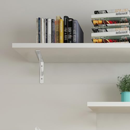 8 Stück Regalhalterungen, 90 Grad Regalträger, Metall Schwerlast Konsole Wandwinkel, Dreieckig Winkelträger Regalwinkel für Wandmontage, 150 x 95mm, weiß