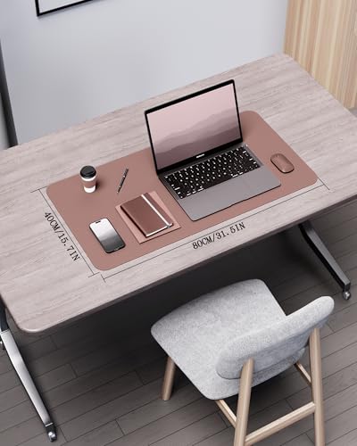 Image of YSAGi Double-Sided Desk Pad, 31.5 inchx15.7 inch Leather Desk Mat, Eco Cork Desk Pad Protector,Large Mouse Pad,Waterproof Desk Blotter for Office /Home (Pale Mauve /Cork)
