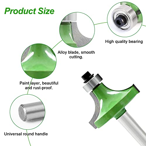 6 Stück Abrundfräser 8mm Schaft, Hartmetall Radiusfräser mit Kugellager Rundfräser, Runde Über Fräser Bits Oberfräsen Bits, Fräskopf für Oberfräse 8mm für Zimmerei Fasen Holzbearbeitung Trimmen