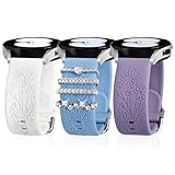 YOPICKERN 3 Pack Bands with 4Pcs Decorative Charms Compatible with Samsung Galaxy Watch 7/6 Band,20mm Slim Engraved Sunflower Silicone Strap for Watch 7/6/Watch5 Pro/Watch 4 Classic 46mm 42mm/Active 2