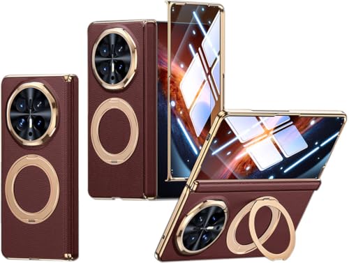 Étui Honor Magic V6 coque avec charnière articulée en cuir de vache