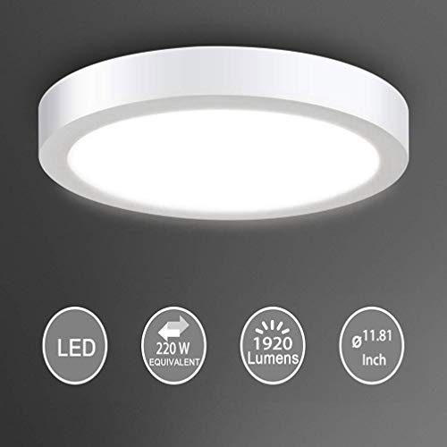 Flush Mount LED Ceiling Light Fixture-24W Soft Daylight Flat Round Surface Mounted Downlight