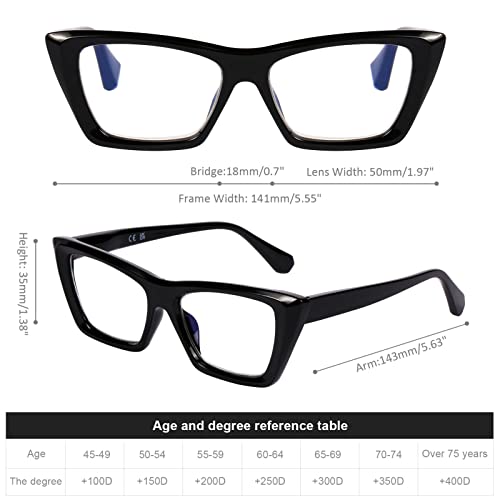 Doovic 3 Pack Fashion Reading Glasses For Women Trendy Cat Eye Blue Light Blocking Computer Readers 2.75 Strength #TOP2