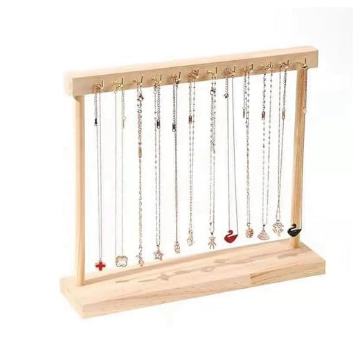 Dreamhousey Présentoir à Bijoux pour Colliers, Pendentifs, Support de Rangement, Accessoires de Présentation pour Bracelets (Couleur Bois)