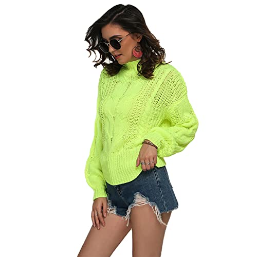 Jersey de cuello de tortuga y jersey de punto grueso para mujer
