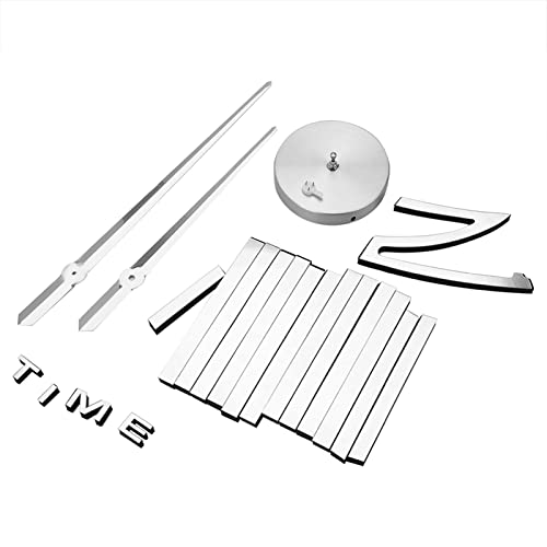 Modern Mute DIY Frameless Large Wall Clock 3D Mirror Sticker Metal Big Watches Home Office Decorations (Silver)