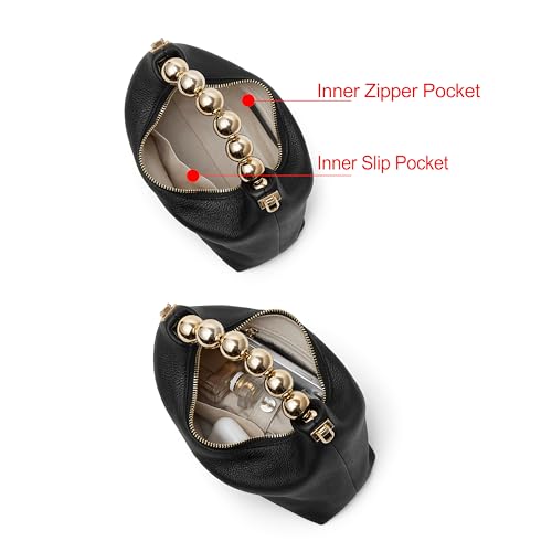 Image of DORIS&JACKY Small Top Handle Clutch Purse for Women, Designer Evening Bag With Pearl Tote Handle and Chain Strap