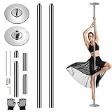 SereneLife barra pole dance, De baile, Plegable , Ejercicio, Para bailarinas, Principiantes, Ejercitadores, Atletas, Gimnasia, Fitness, Profesional, Clubes, Bares, Estudios, 1.21mts x 2, Color cromo