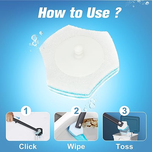 Image of squish Disposable Toilet Brush Refills 32 Count, Disposable Toilet Brush Cleaning Sponges Heads for Toilet and Bathroom Cleaning