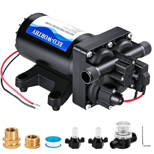 Image of ECO-WORTHY RV Fresh Water Pump 12V DC 5.5GPM 70PSI,12 Volt Diaphragm Self-Priming Pump with Pressure Switch for RV Garden Irrigation Spraying Marine Yacht