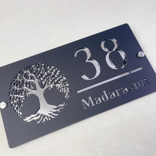 Placa de identificación de acrílico premium corte láser oro gris elegante 5