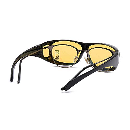 Night Vision Driving Glasses Wrap Around Anti Glare Sunglasses with Polarized Lens for Man and Women (yellow lens)3