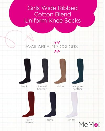 MeMoi Girls Wide Ribbed Cotton Blend Uniform Knee Socks2