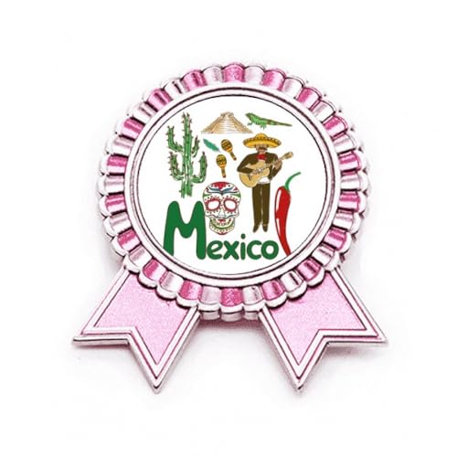 Broche rose avec symbole national mexicain en métal, taille M