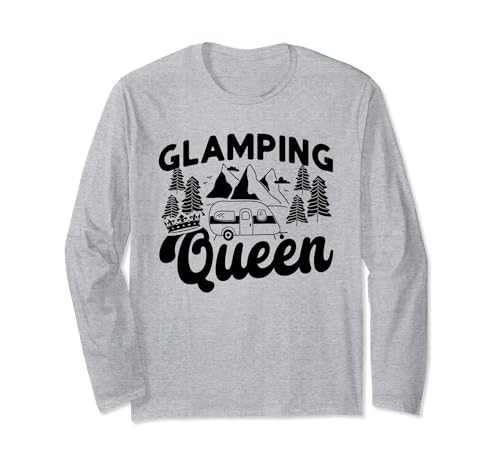Glamping Queen 5th Wheel Funny Camper RV Camping Vacaciones Manga Larga