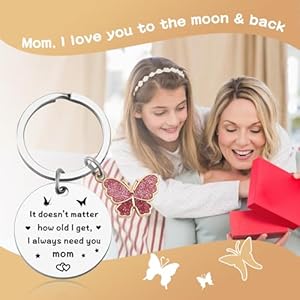 Mom Birthday Gifts Mothers Day Gifts from Daughter Son Christmas Valentines Day Gifts Keychain from Kids Baby Toddler