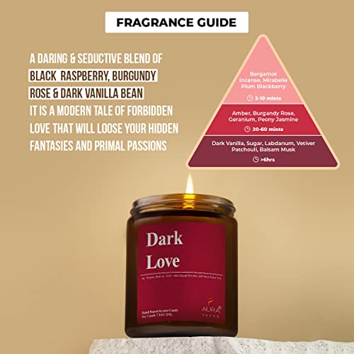 Image of AuraDecor Dark Love Scented Jar Candle | Handpoured Soy Wax Candle with 50 hr Long Burn Time | Premium Amber Jar Aromatherapy Votive Candle | Ideal Gift for Home & Decor