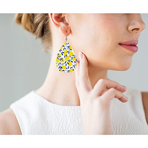 Yellow Lemon Fashion Leather Teardrop Ear Rings Tropical Fruit Nature Lemon Leather Leaf Earrings Jewelry For Women Friends4