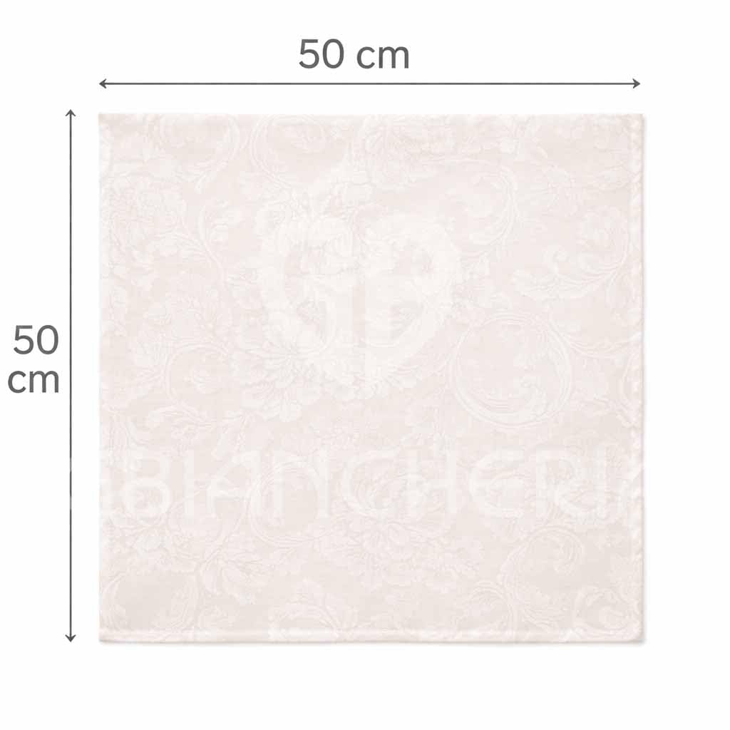 GBiancheria Tovaglia Elegante in Fiandra di Cotone Damascata, Stile Classico AVORIO 100% Made in Italy (Set 6 Tovaglioli 50x50cm)