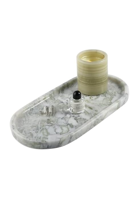Koville African Natural Marble Tray, 12"x6" Vanity Decorative Tray for Countertop Organizer, Catc...