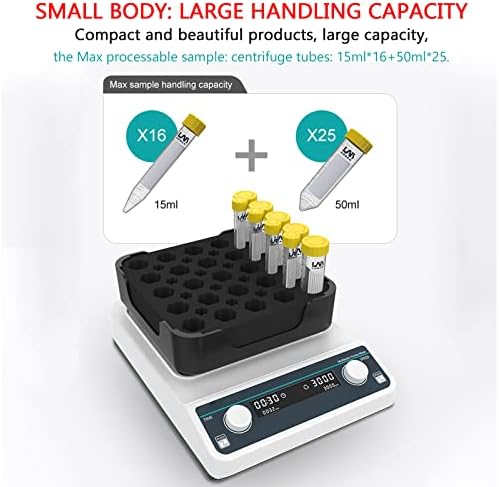 Multi-Sample Vortex Mixer - Laboratory Vortex Shaker, 110-220V, Adjustable Timer 1 Min to 8H, Horizontal Swing, Ideal for Centrifuge Tubes and Scientific Research