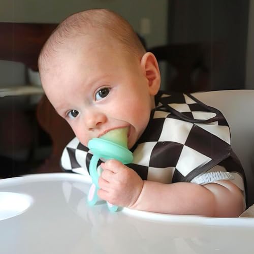 Image of Vesta Baby Fruit Feeder - 2 Sizes Soft Silicone Freezable Fresh Food Nibbler for Safe Infant Self Feeding - Solid Foods Weaning Pacifier & Teether Set - Bunny Teething Relief Toy for Babies 4M+