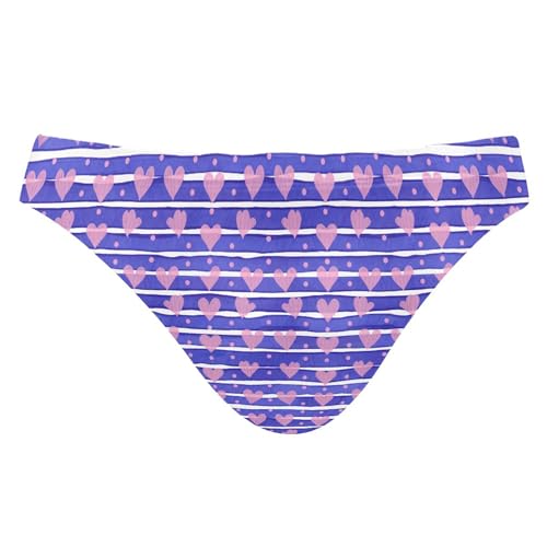 Pink Heart Blue Stripes Swim Briefs for Men Swimsuit Bikini Swimwear XXXL B0404745