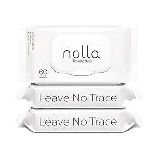 Nolla Flushable Wipes - 100% Plant-Based and Biodegradable - Soft, Unscented + Soothing Aloe and Vitamin E - For Adults and Kids 180 Count (3 Packs of 60)