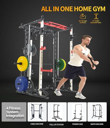 Power-Rack-for-Home-Gym-Smith-Machine-with-Cable-Crossover-for-Full-Body-Workout-All-in-one-Trainer-Equipment-for-Strength-Training-Squat-Bench-Press-and-Pull-Up-Bar Power Rack for Home Gym Smith Machine with Cable Crossover for Full Body Workout All in one Trainer Equipment for Strength Training Squat Bench Press and Pull Up Bar