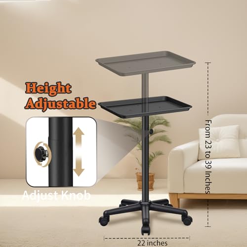 Image of Salon Senor Salon Tray on Wheels,Height Adjustable Salon Color Tray Rolling Instrument Tray for Hair Stylist