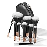 Kingtree Travel Makeup Brush Set, 10Pcs Mini Makeup Brushes with Pouch Portable ON THE GO Makeup Brush Travel Set, Easy-taken Full Complete Function Cosmetic Brushes for Flawless Makeup Looks