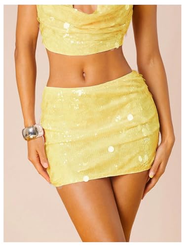 Floerns Women's Sparkly Sequin Mini Skirts Low Waist Night Out Party Bodycon Skirts2