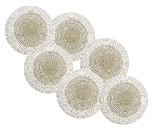 Image of Jute Placemats Set of 6 Heat Resistant Round Place Mats Natural Jute Woven Braided Table Mats Thick Farmhouse Placemats Trivet Round Braided Placemats for Dining Table(Cream, Set of 6)