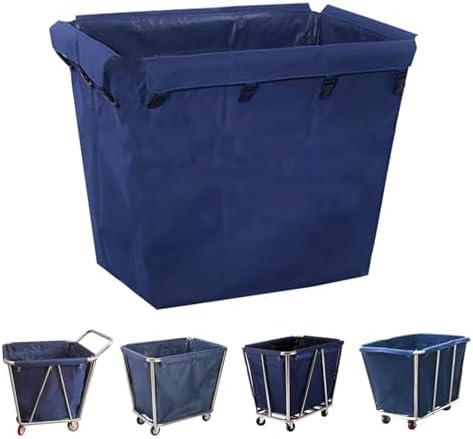 Extra Large Commercial Laundry Hamper Liner Bags - Heavy-Duty Oxford Cloth, Machine Washable, with Metal Iron Hook & Plastic Lock for Hotel Room Trolley Replacement