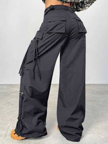 Image of GRECIILOOKS Cargo Pants for Woman | Trousers for Womans |High Waist Cotton Trouser Flared Parachute Pants with Side Pockets |Womens Cargo Pant | Elegant for College & Events (Available in Plus Size)