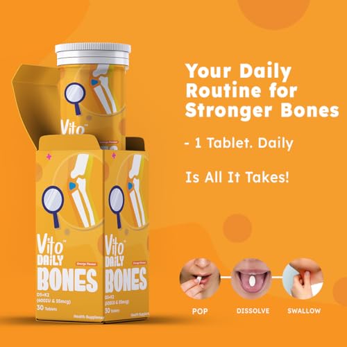 Image of Vitamin D3 600 IU + K2 as MK7 Supplement - Supports Stronger Bones, Immunity & Heart Health - Plant Based Fast Dissolve Tablets - 30 Nos (Pack of 1)