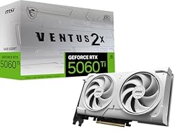 MSI Gaming RTX 5060 Ti 16G Ventus 2X OC White Graphics Card (16GB GDDR7, 128-bit, Extreme Performance: TBA MHz, DisplayPort x 3 2.1a, HDMI 2.1b, NVIDIA Blackwell Architecture)