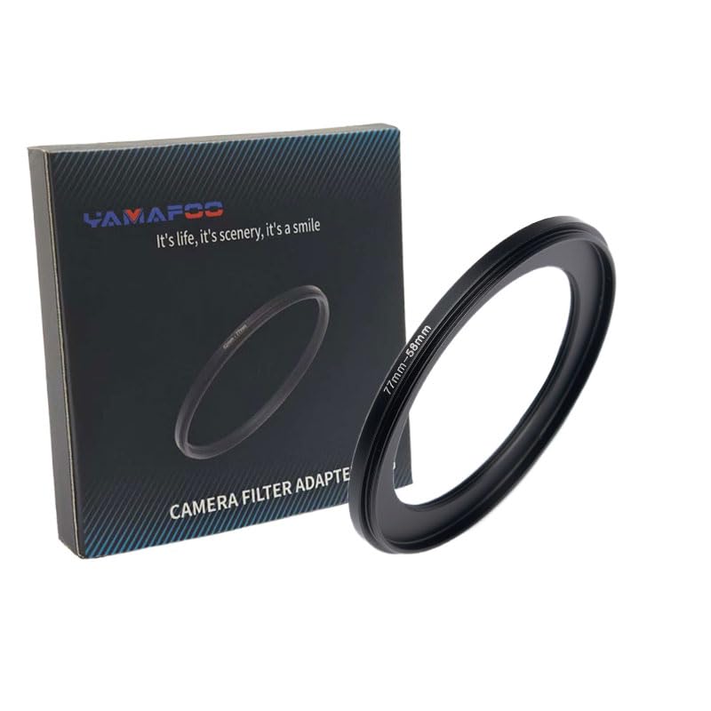 YAMAFOO 77mm to 58mm Step-Up Ring/Step Down Rings Filter Adapter for All Brands UV ND CPL Metal Ring Step-Up Rings Adapter Filter,Black (77-58)