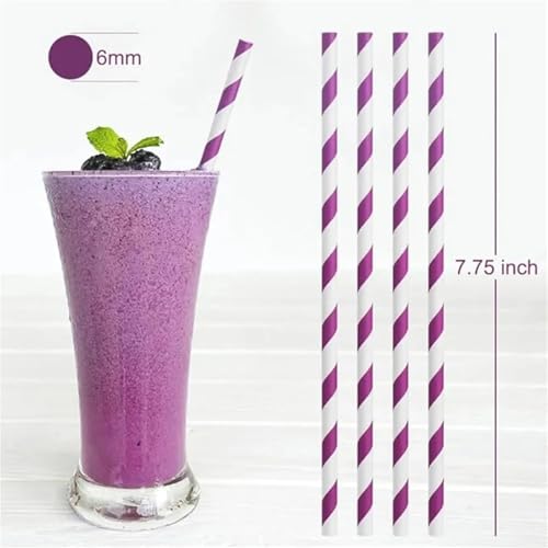 Pitillos de papel biodegradables diseño rayas violeta miniatura 2