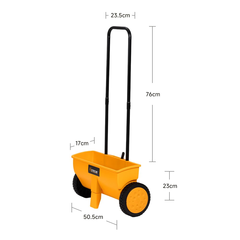 Hoteche 12L Streuwagen, 450MM Arbeitsbreite, Orange-Schwarz, Farbbox
