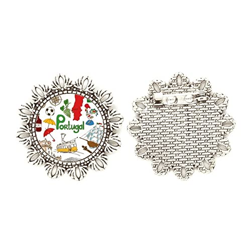Broche de plata de Portugal insignia de solapa mediana con motivos de animales