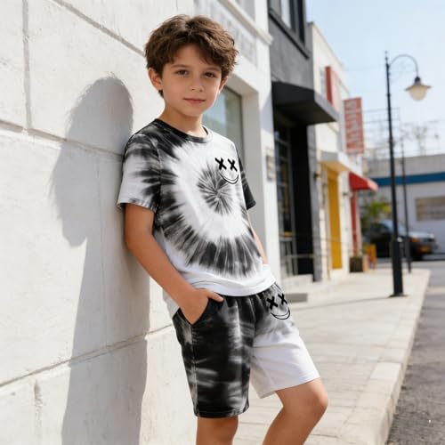 Image of Boys Clothes Size 6-12 Years Short Sleeve T-Shirt & Shorts Set Casual Spring Summer Outfits