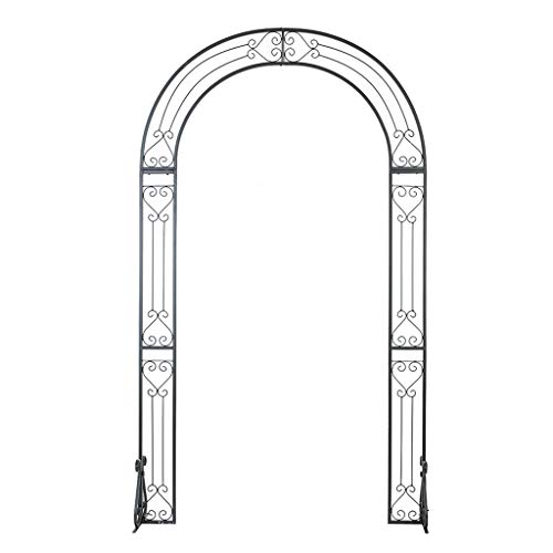 YICO Rose Arche avec Banc 240x137cm Arceau à Rosiers Pergola Support d'escalade pour Plantes, Noir Vintage