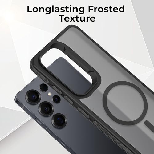 Image of A rtistque Compatible with Mag-Safe Frosted Ultra Matte Back Cover Case for Samsung Galaxy S25 Ultra 5G | Smooth Sides with Grip | Design | Raised Camera Edges | Samsung S25 Ultra Back Cover - Black