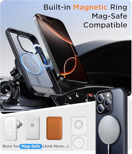 Image of Elzzi Magnetic Cover Compatible For iPhone 16 Pro Case with Adjustable Metal Kickstand, Compatible with Mag-Safe Translucent Matte Protective Phone Shockproof Case, Black