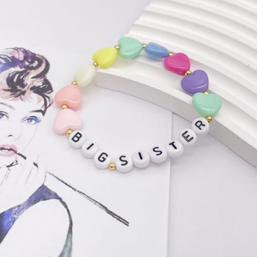 Image of Fuqimanman2020 Big Sister Bracelet Colorful Little Sister Bracelet Letter Beads Bracelet for Sister Jewelry Gift