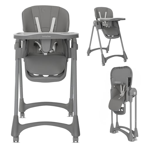 Lorelli Kinderhochstuhl klappbar, Baby Hochstuhl, Kinderstuhl mitwachsend Tummy Time, Verstellbarer Babystuhl für unterwegs, Grau